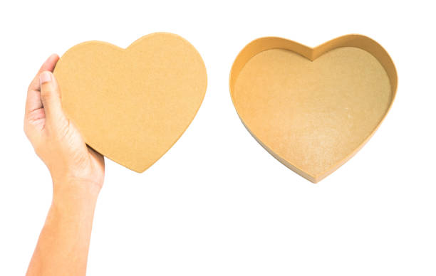 istock Hand hold Brown Heart paper box and opened heart box 638401722
