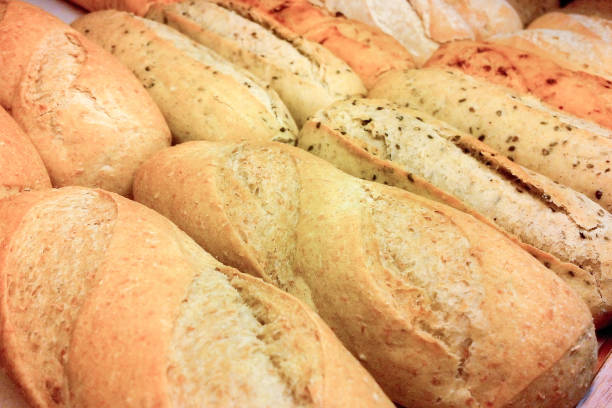 istock Selective Focus Of Close Up Row Well Arrange Assorted Baguettes 638402026