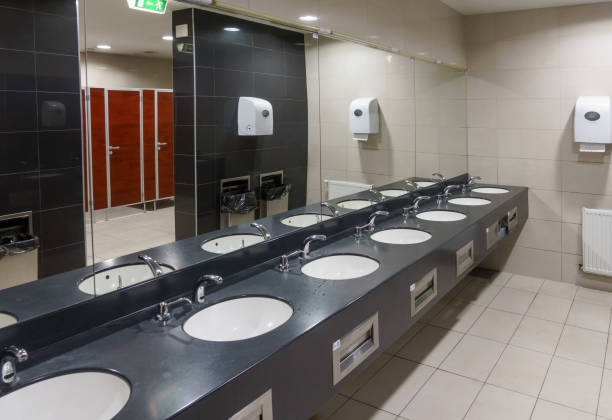 istock Public modern wc men's room 638403636