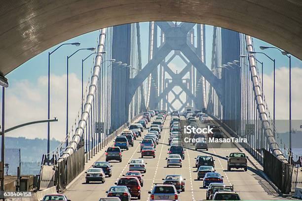 Bay Bridge Of San Francisco Stock Photo - Download Image Now - Traffic, USA, California