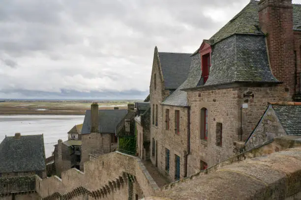 One of the many inner walls of Le-Mont-Saint-Michel in France