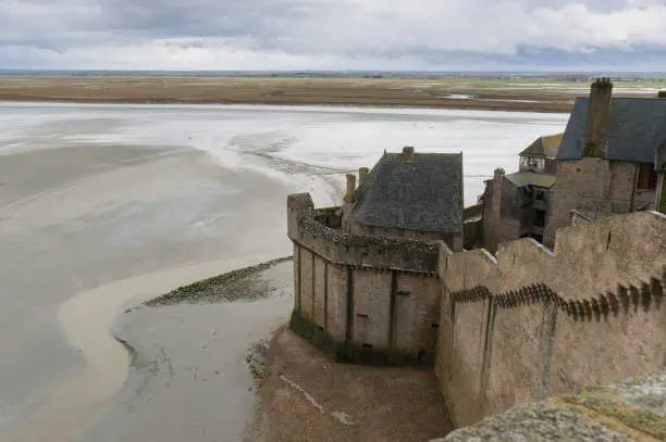 One of the many inner walls of Le-Mont-Saint-Michel in France