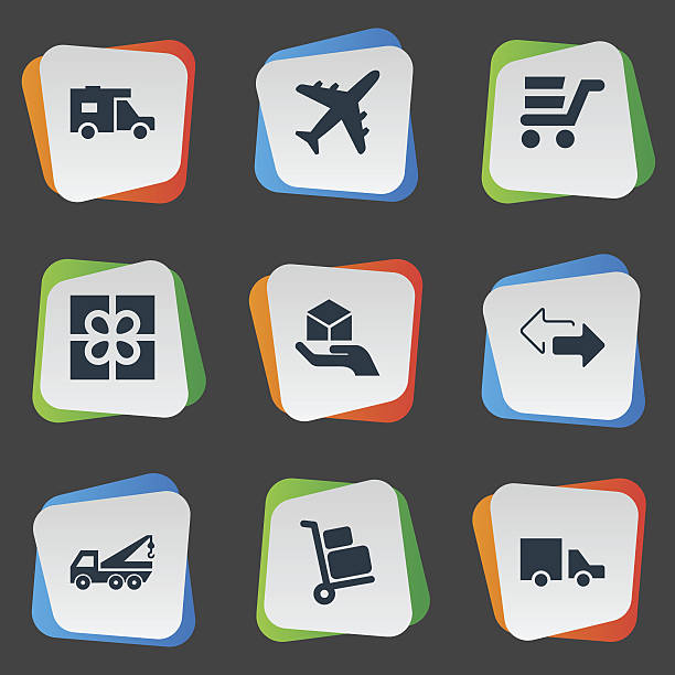 ilustrações de stock, clip art, desenhos animados e ícones de set of 9 simple surrender icons. - luggage cart
