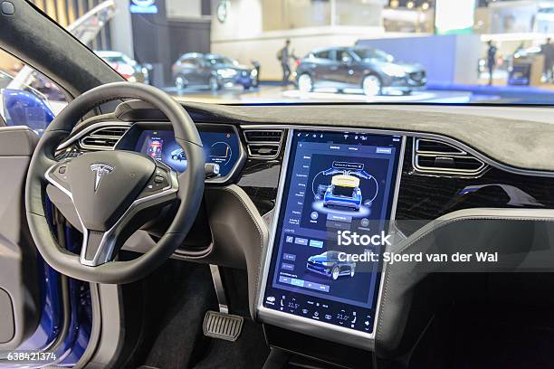 Tesla Model X 90d Electric Luxury High Tech Interior Stock Photo - Download Image Now