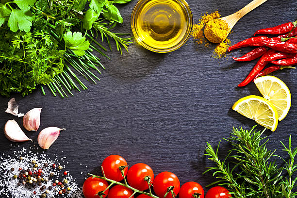 istock Cooking and seasoning ingredients border 638423674
