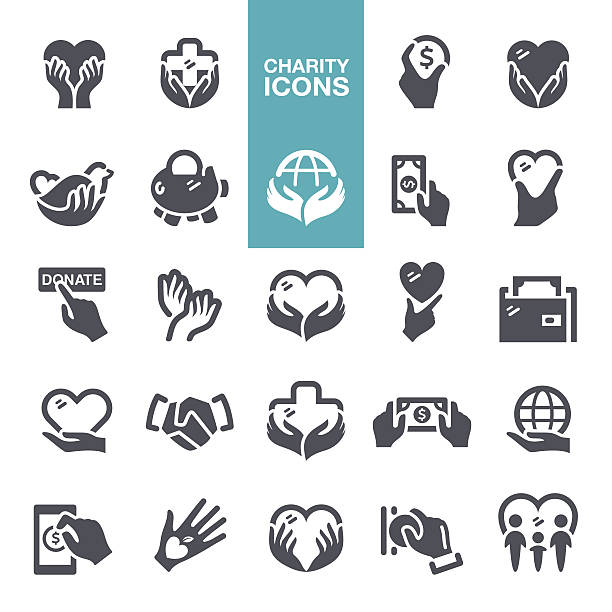 ikony dobroczynności i darowizny - charity and relief work obrazy stock illustrations