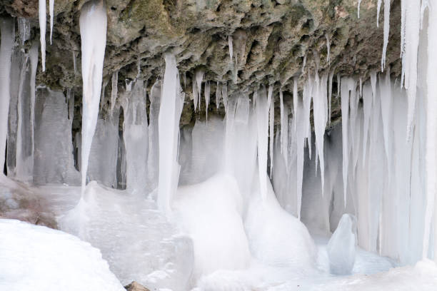 istock Ice, Frozen at waterfall cascade in mountain Mecsek 638426380