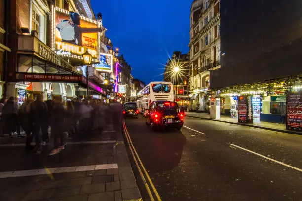 Shaftesbury Avenue with Musical Theaters in Londoner West End