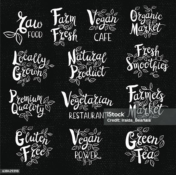 Set Of Hand Drawn Labels Food Spices Stock Illustration - Download Image Now - Farmer's Market, Sign, Chalkboard - Visual Aid