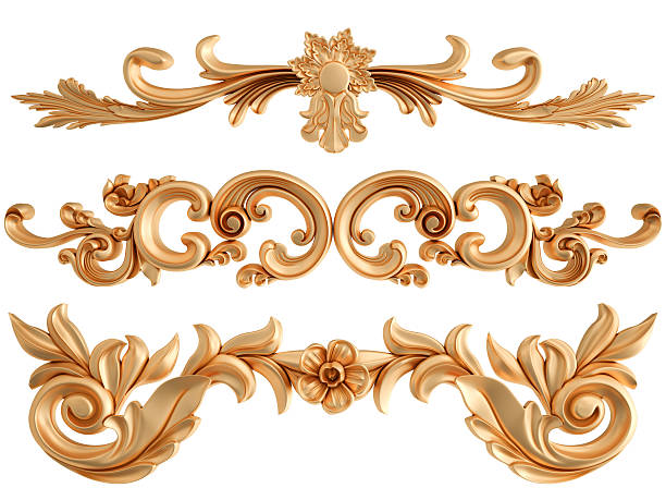 Gold ornament on a white background. Isolated