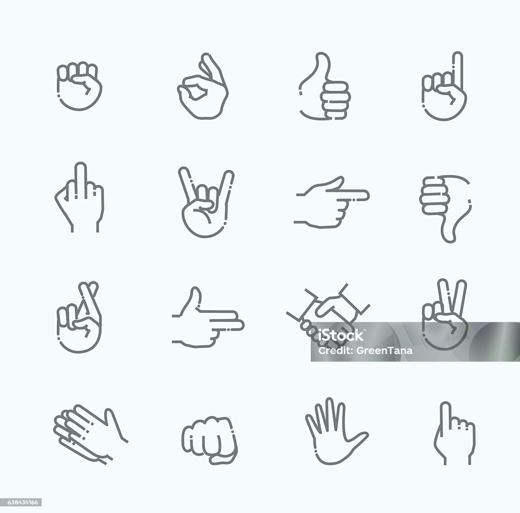 Hand gestures thin line icon set hand gestures. line icons set. Flat style vector icons, emblem, symbol Icon Symbol stock vector