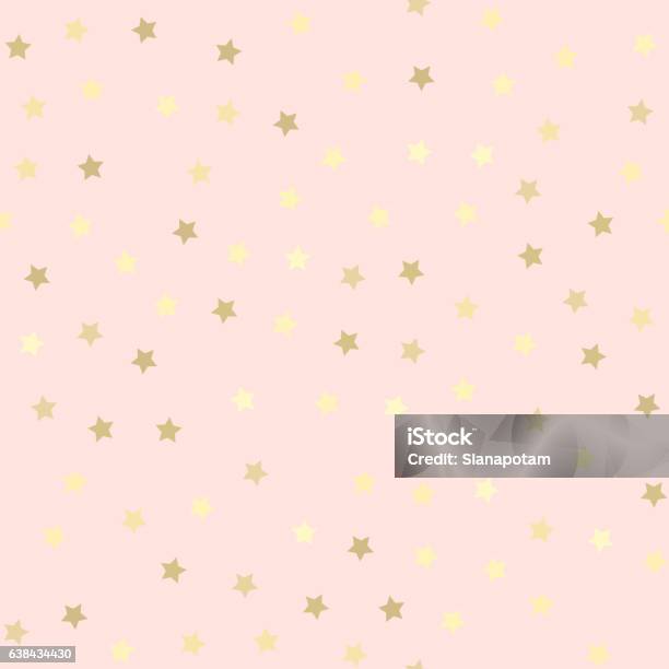 Golden Glitter Seamless Pattern Pink Background Stock Illustration - Download Image Now - Pink Color, Star Shape, Polka Dot