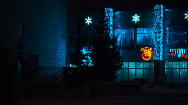 istock Christmas illumination on a building facade 638435884