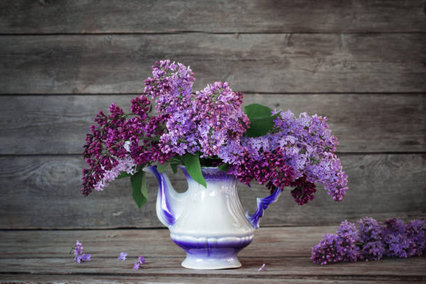 istock Still life with a blooming branch of lilac 638439006