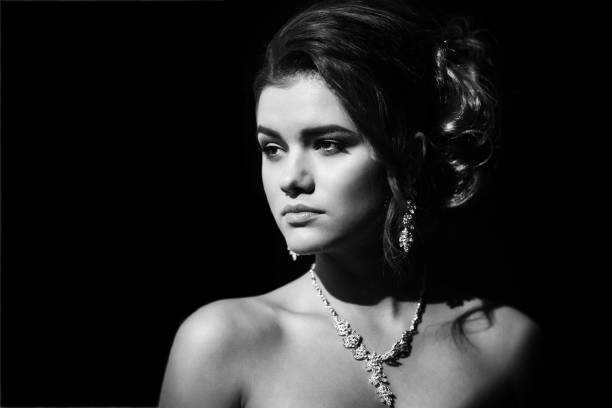 istock Black and white beauty portrait of young bride. 638439574
