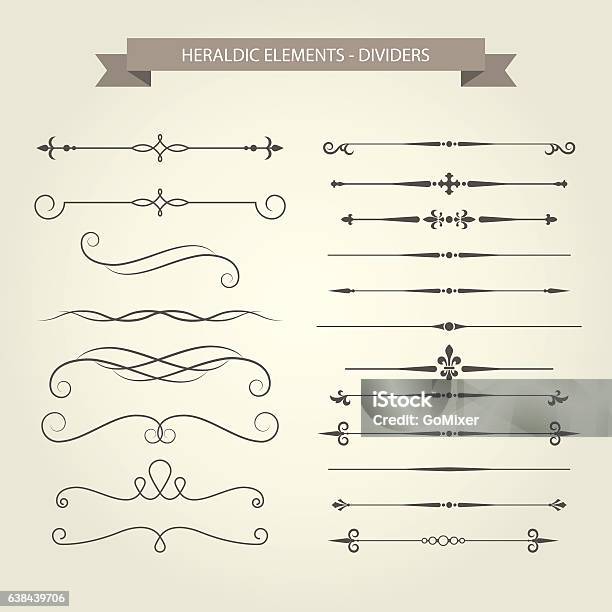 Ilustración de Viñetas Divisores Y Separadores De Libros Vintage y más Vectores Libres de Derechos de Fila - Arreglo - Fila - Arreglo, Línea recta, Compás de dibujo