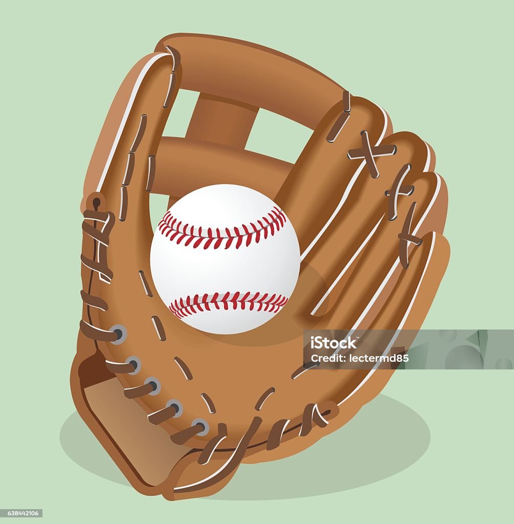 Illustration vectorielle réaliste. Gant de baseball et balle. - clipart vectoriel de Gant de baseball libre de droits