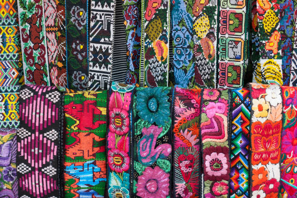 Colorful Guatemalan belts. Horizontal image.