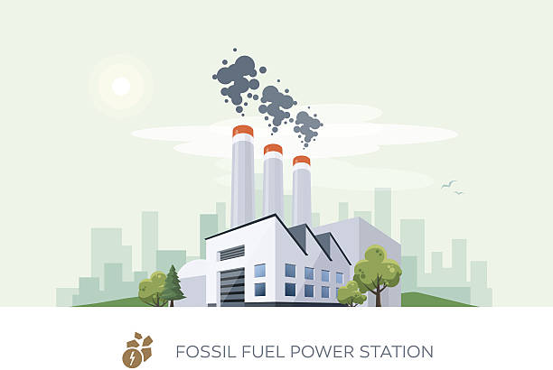化石燃料発電所 - chimney fuel and power generation coal fossil fuel点のイラスト素材／クリップアート素材／マンガ素材／アイコン素材