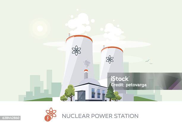 Nuclear Power Plant Stock Illustration - Download Image Now - Radioactive Contamination, Illustration, Connection