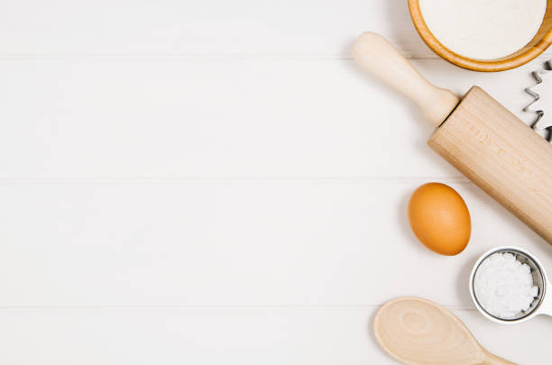 istock Baking cake or pizza ingredients top view on wooden background 638444260