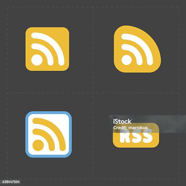 Kolom Rss Ikon Tanda Rss Simbol Umpan Rss Pada Latar Belakang Hitam Ilustrasi ...