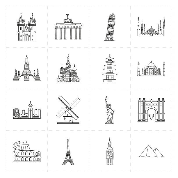 istock sixteen flat landmark icons 638447832