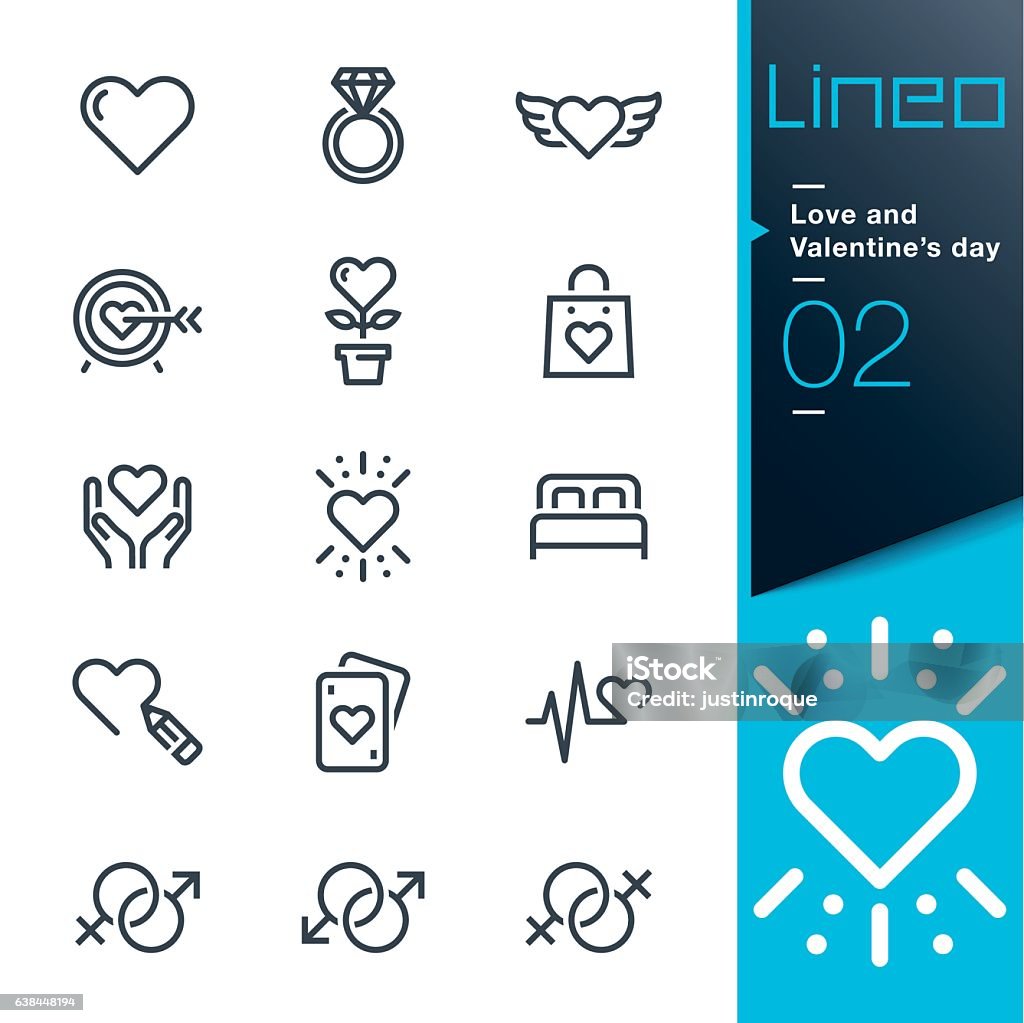 Lineo - Icônes de ligne d’amour et de Saint-Valentin - clipart vectoriel de Icône libre de droits