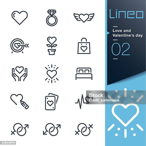 Lineo Icônes De Ligne Damour Et De Saintvalentin Vecteurs libres de droits et plus d'images vectorielles de Icône