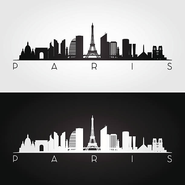 ilustrações de stock, clip art, desenhos animados e ícones de paris skyline and landmarks silhouette - paris square architecture travel destinations urban scene