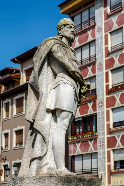 Statue of Don Pelayo, victor of battle at Covadonga and first King of Asturias