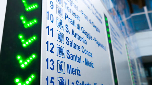 istock Close-up of ski information board showing operating and closed trails 638455972