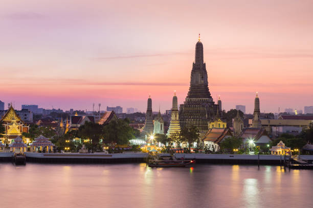 istock Beautiful sky after sunset at Wat arun 638460220