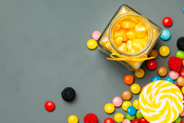 istock Colorful candies,Top view 638462542