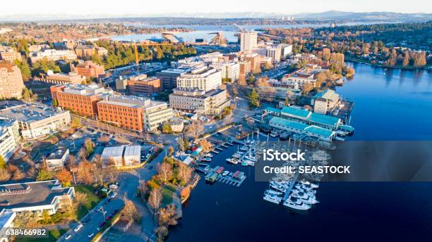 Aerial View Of University Of Washington Neighborhood School Campus Stock Photo - Download Image Now