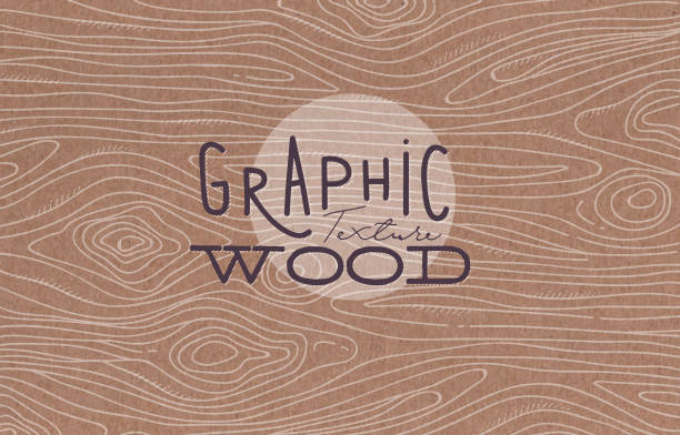 Graphic wood texture brown Wood graphic texture drawing with grey lines on brown background wood stock illustrations