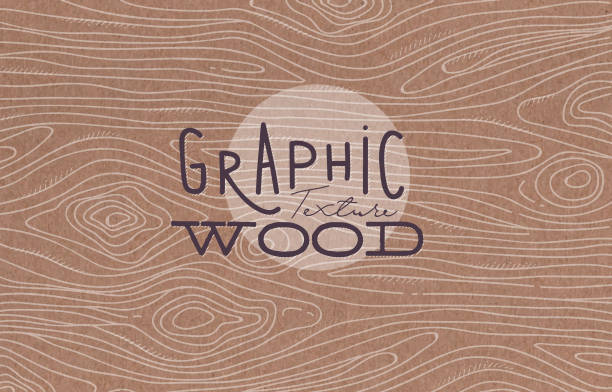 Graphic wood texture brown Wood graphic texture drawing with grey lines on brown background wood material stock illustrations