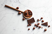 wooden spoon with chocolate