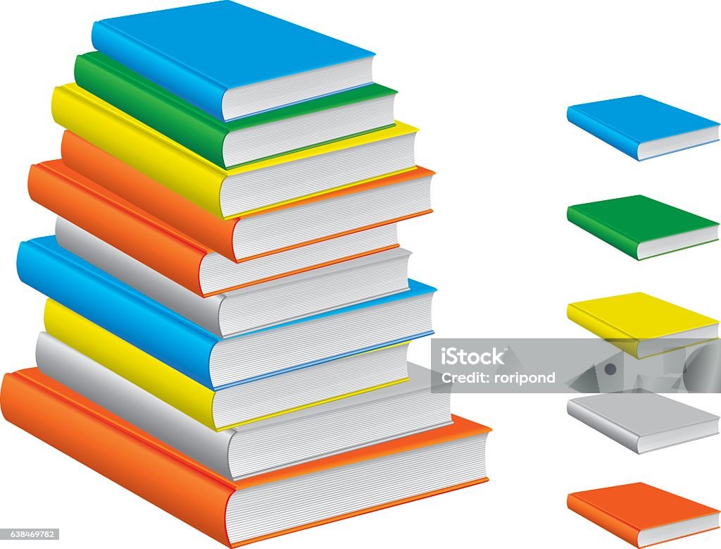Book Stack Shapes Stack Of Books Stock Illustration - Download Image Now - Book Spine ...