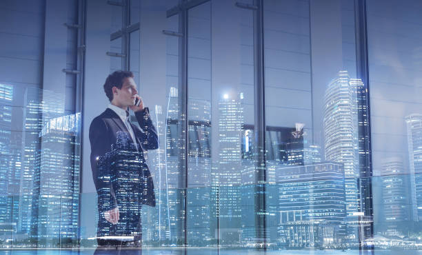 business communication concept, businessman calling by phone
