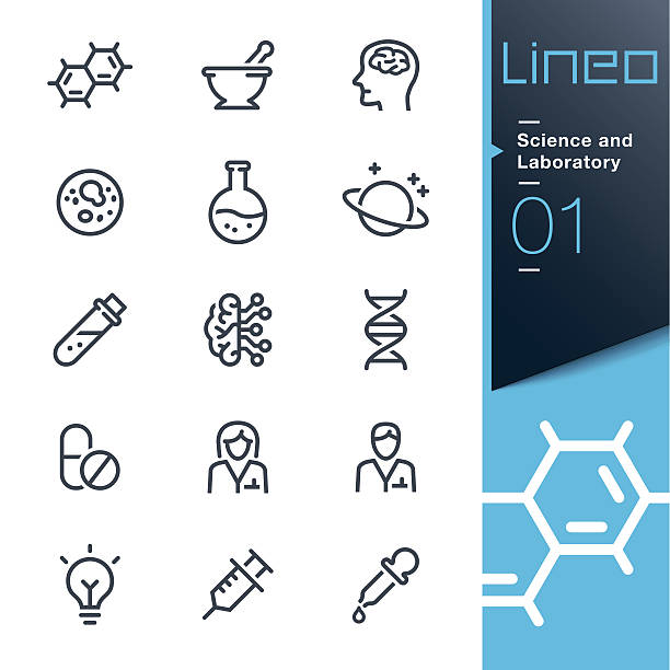 ilustrações, clipart, desenhos animados e ícones de lineo - ícones da linha de ciência e laboratório - technology research analyzing bacterium