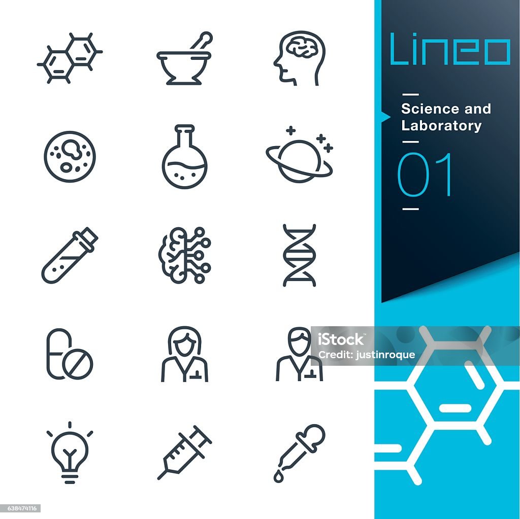 Lineo - Science and Laboratory line icons Vector illustration, Each icon is easy to colorize and can be used at any size.  Icon Symbol stock vector