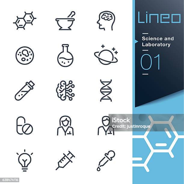 Lineo Science And Laboratory Line Icons Stock Illustration - Download Image Now - Icon Symbol, Laboratory, Scientist