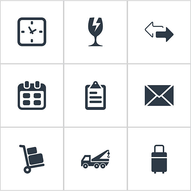 ilustrações de stock, clip art, desenhos animados e ícones de set of 9 simple surrender icons. - luggage cart