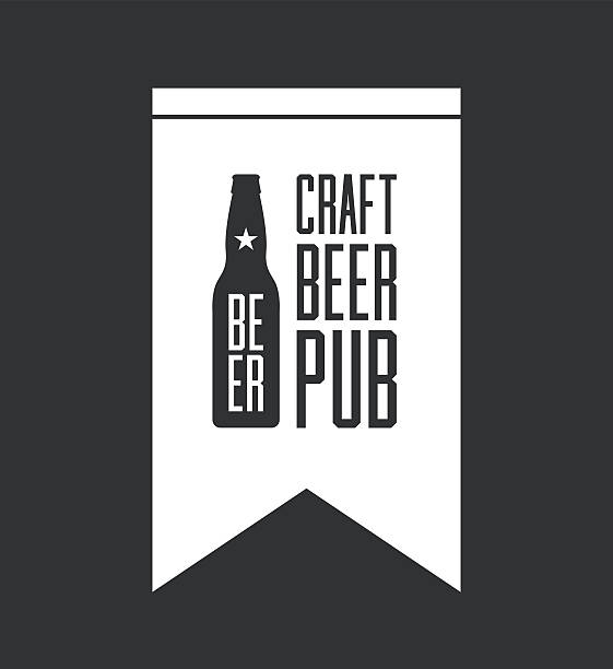 Craft beer pub logo concept Craft beer pub logo concept isolated on dark background. Beer bottle silhouette. Brew pub sign vector illustration.  Mono Lake stock illustrations