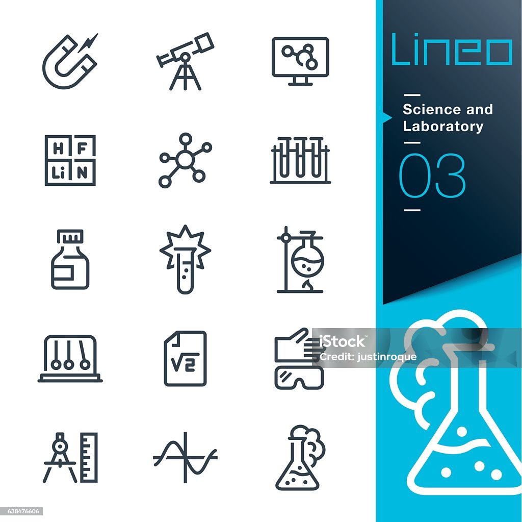 Lineo - Science and Laboratory line icons Vector illustration, Each icon is easy to colorize and can be used at any size.  Icon Symbol stock vector