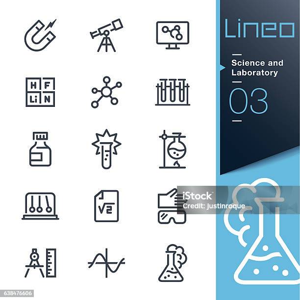 Lineo Science And Laboratory Line Icons Stock Illustration - Download Image Now - Icon Symbol, Magnet, Telescope