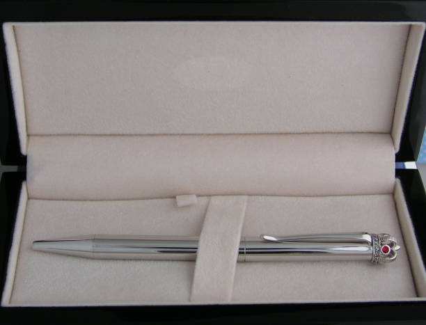 istock Sterling silver ballpoint pen with crown 638480066