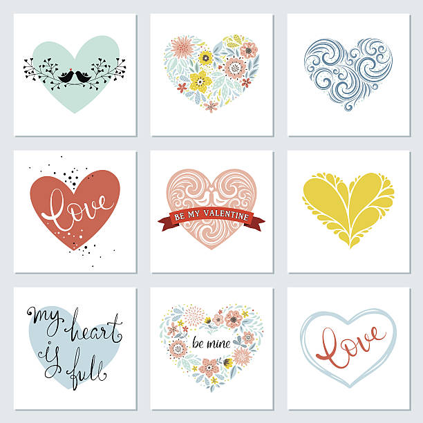 Heart Cards Set Stock Illustration - Download Image Now - Animal Markings,  Banner - Sign, Bird - iStock