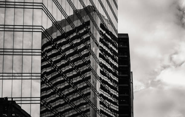 istock Office buildings stretch up to the sky with B&W color 638487432